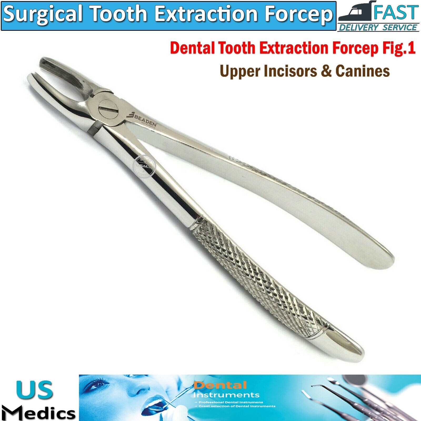 Dental Tooth Extraction Forceps Upper Lower Molars & Surgical Root Elevators