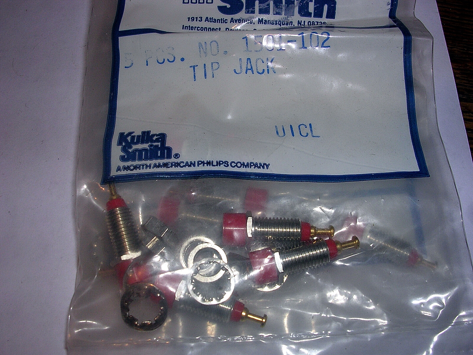HH SMITH 1501-102 PIN TIP JACK PANEL MOUNT  RED   LOT (5)