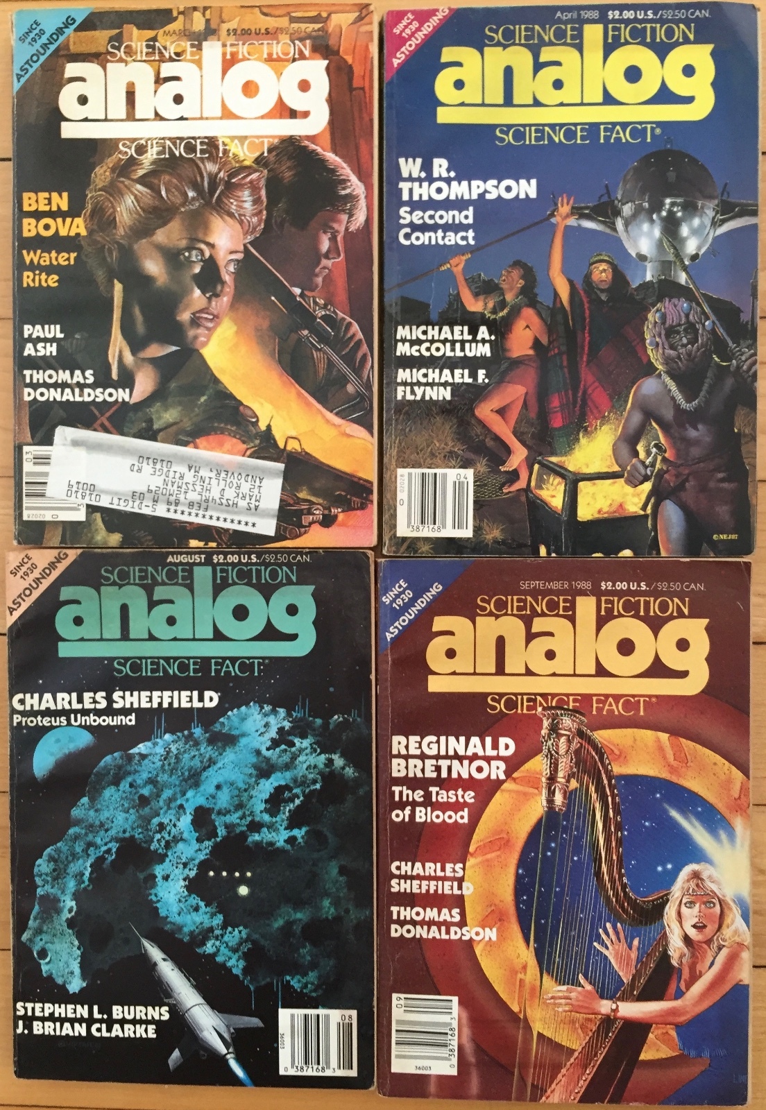 Analog Science Fiction & Science Fact Magazine, 1988 Lot Of 8