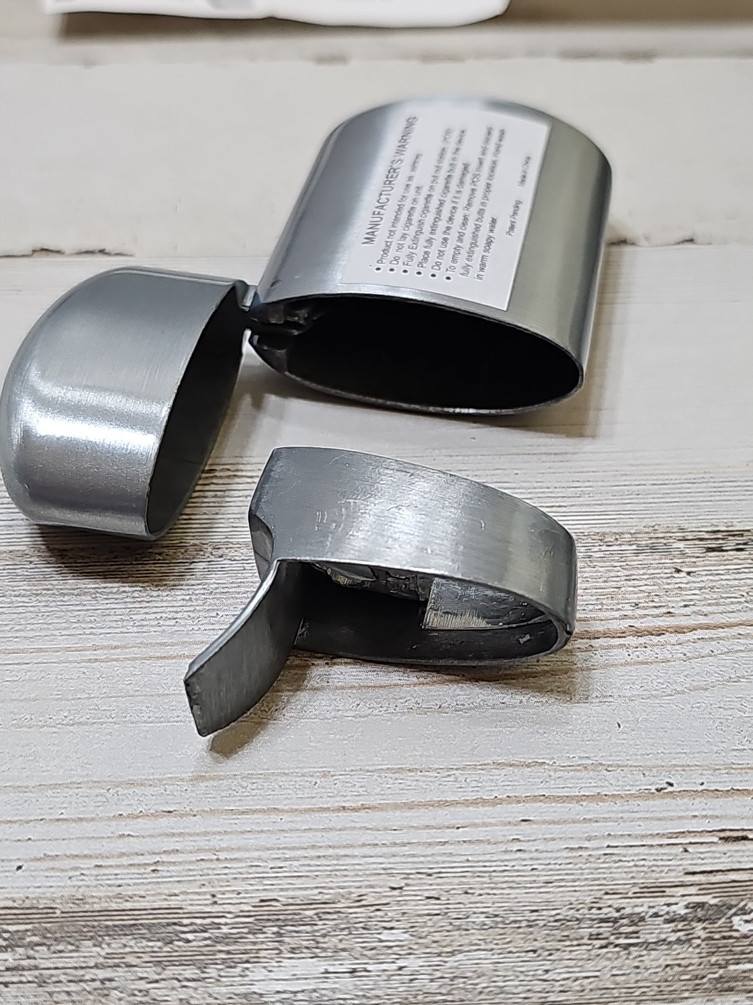 Portable Litter Device PLD Personal Pocket Size Ashtray Butt Can Silver 3" X 2”