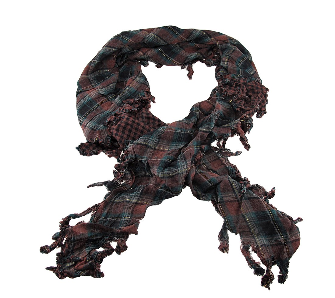 Zeckos Brown Plaid Triangular Reversible Neck Scarf Tartan