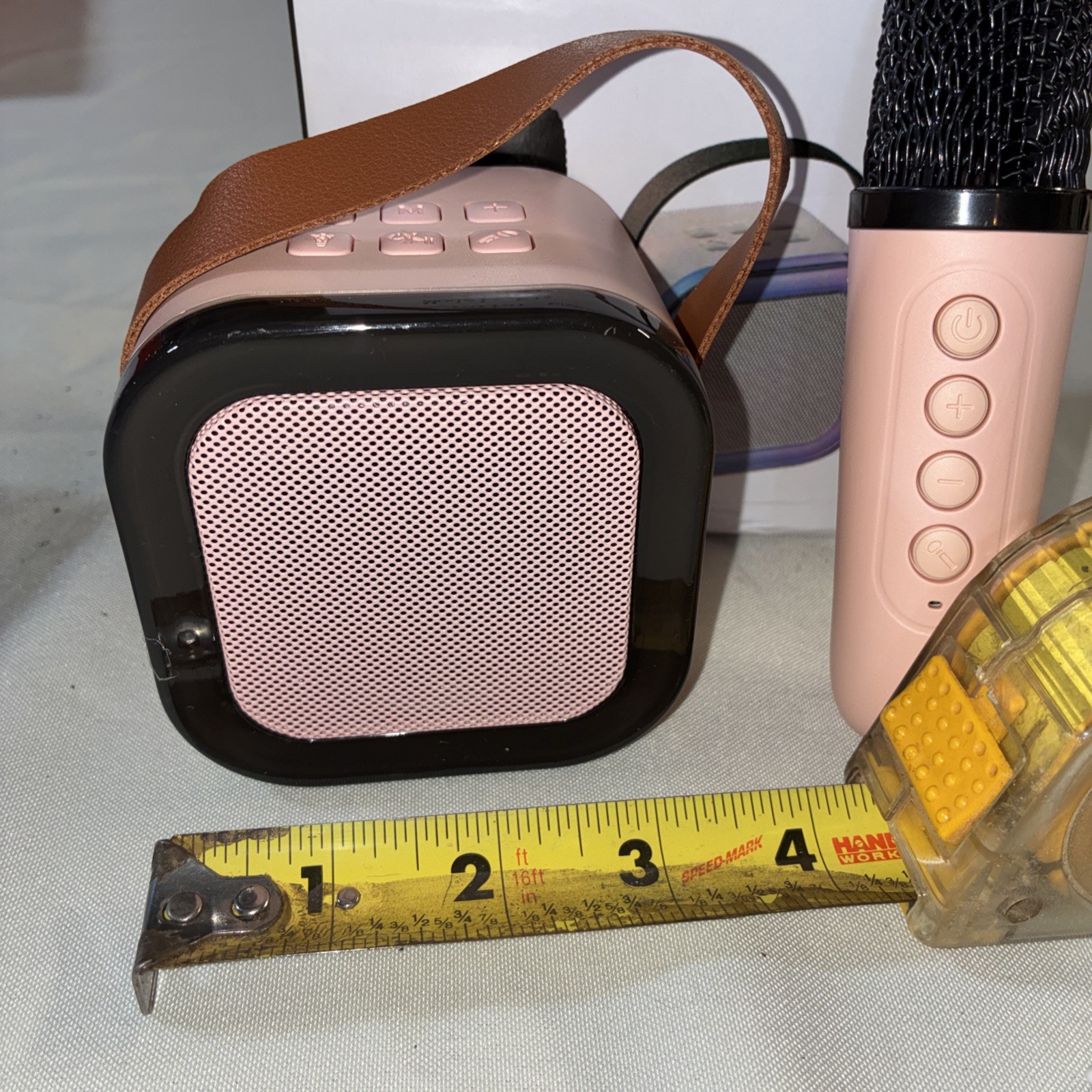 Mini Karaoke Machine with 1Wireless Microphone- pink Portable Bluetooth