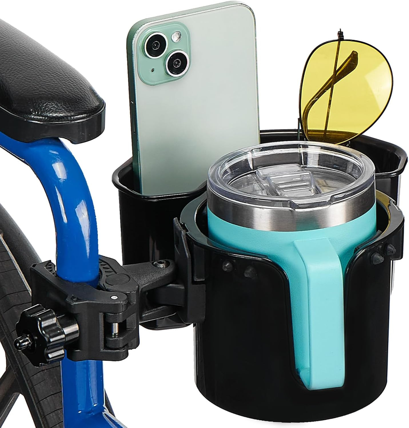 Wheelchair Cup Holder, 2-In-1 Walker Cup Holder with 6.4'' Large Storage Box, Dr