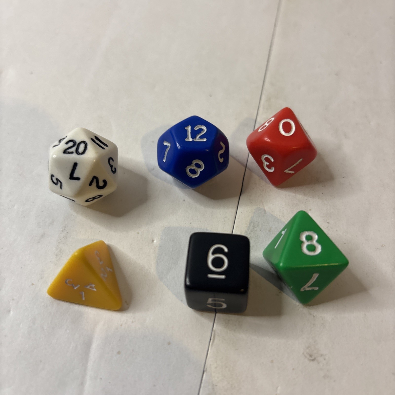 VTG Dungeons & Dragons Dice Set of Six - D20, D12, D10, D8, D6, D4 Fantasy Game
