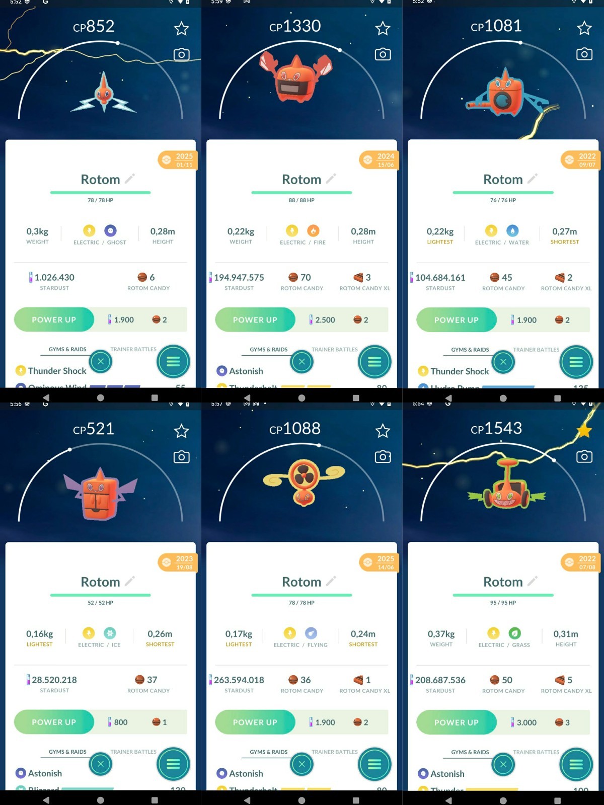 All Non Shiny Rotom Heat/ Wash/ Frost/ Fan/ Mow -Registered 20k Star-d