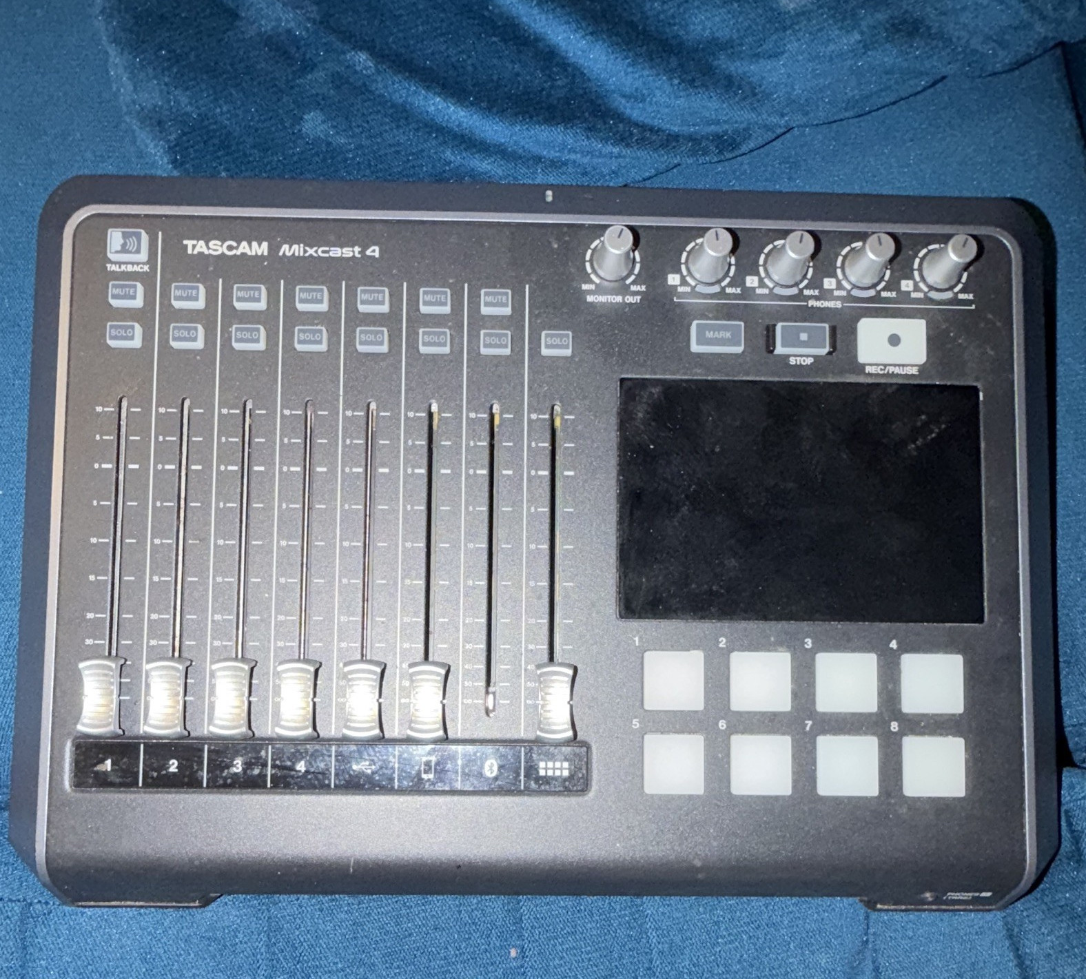 TASCAM Mixcast 4 Compact Desktop Mixer 8-Ch 4 Mic Inputs Talkback