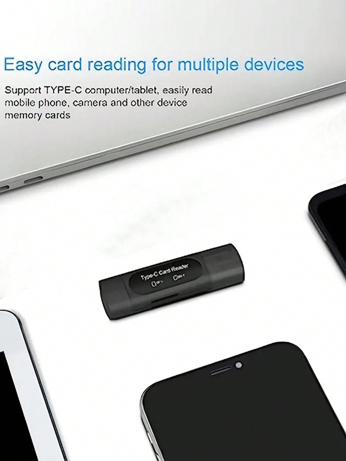Black 4-In-1 USB Type-C Card Reader For SD MicroSD SDXC SDHC