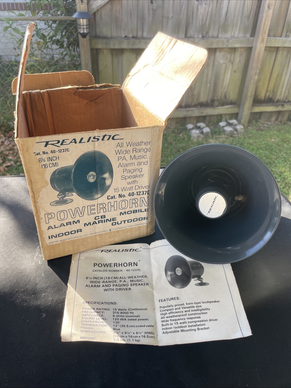 Realistic Radio Shack 6.25" Indoor/Outdoor Powerhorn - 15 Watt Driver- #40-1237C
