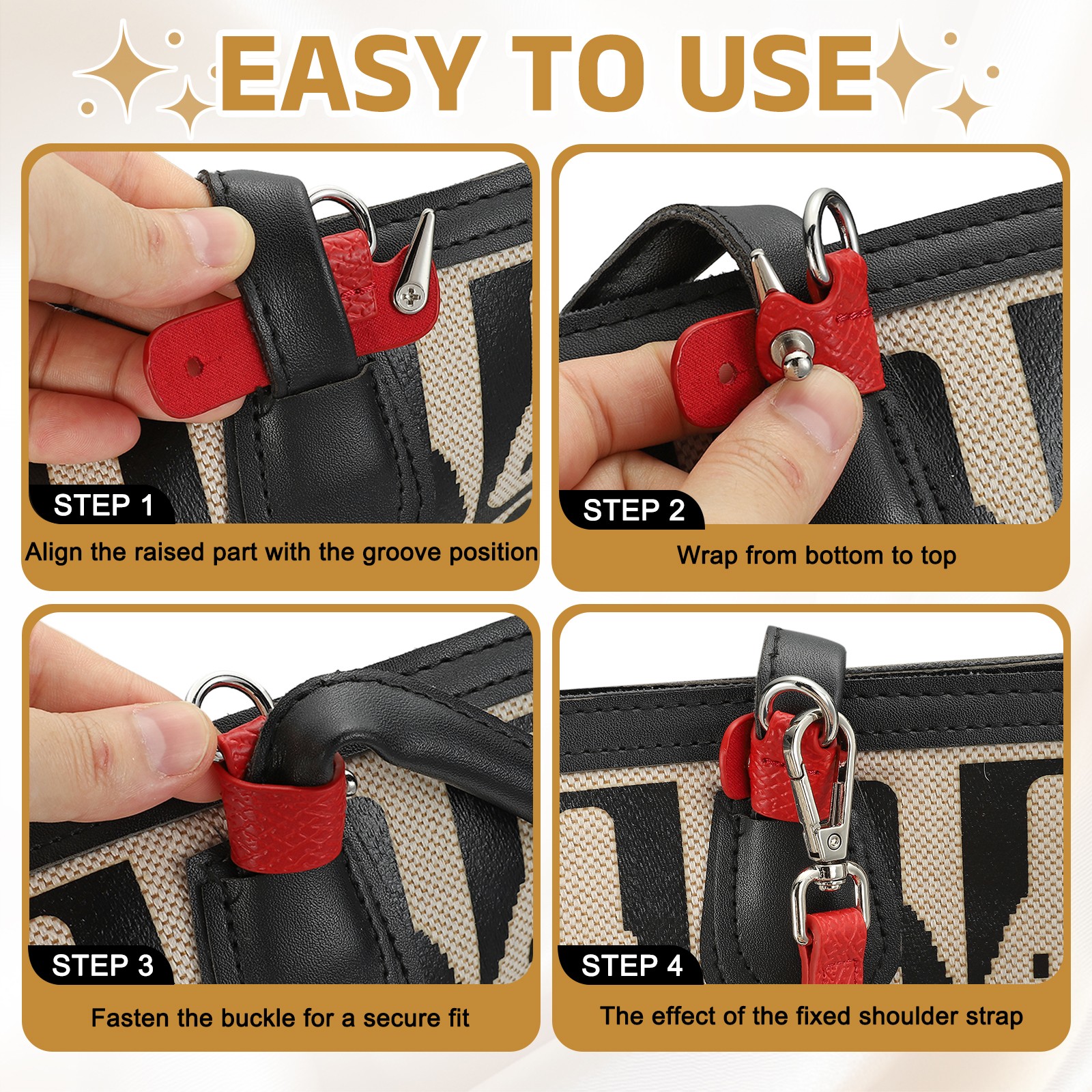 Leather Purse Strap Kit, Adjustable Strap Replacement for Women, Red