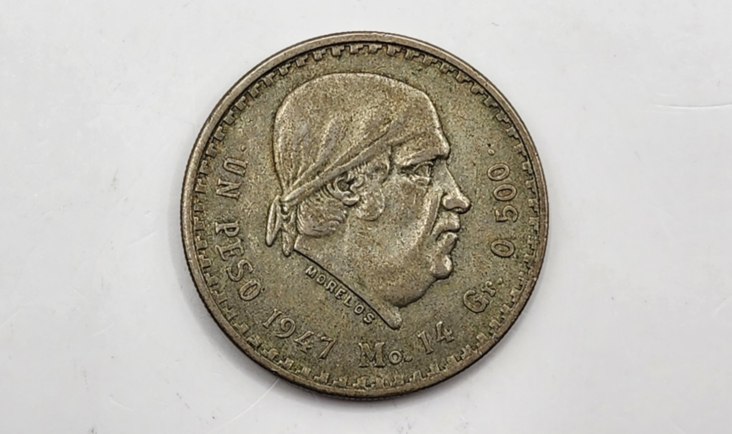 1947 Mexico 1 Peso Silver Coin - "Cacheton" - KM#456
