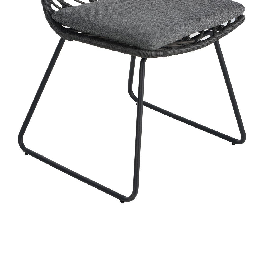 2PC Gray Outdoor Chairs w/ Water-Resistant Cushions - Rattan & Iron