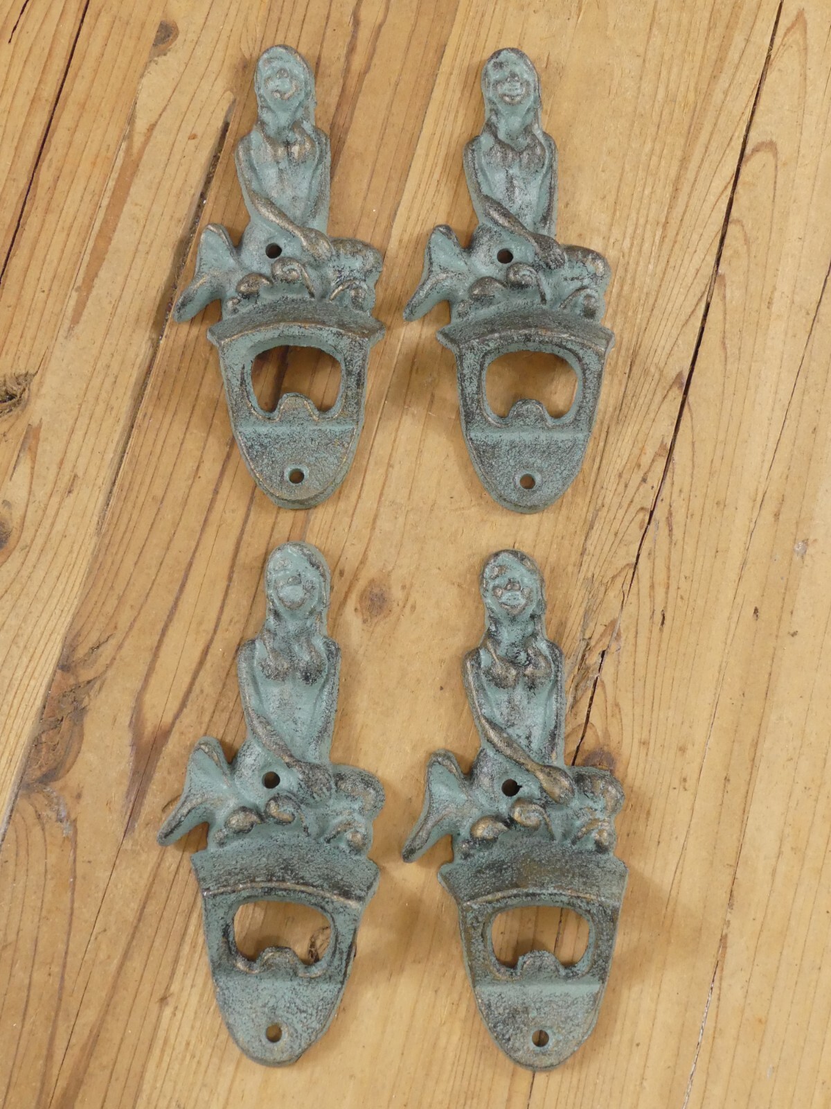 4 Cast Iron Wall Mounted Mermaid Bottle Openers Bar Beer Pop Soda Cabin Man Cave