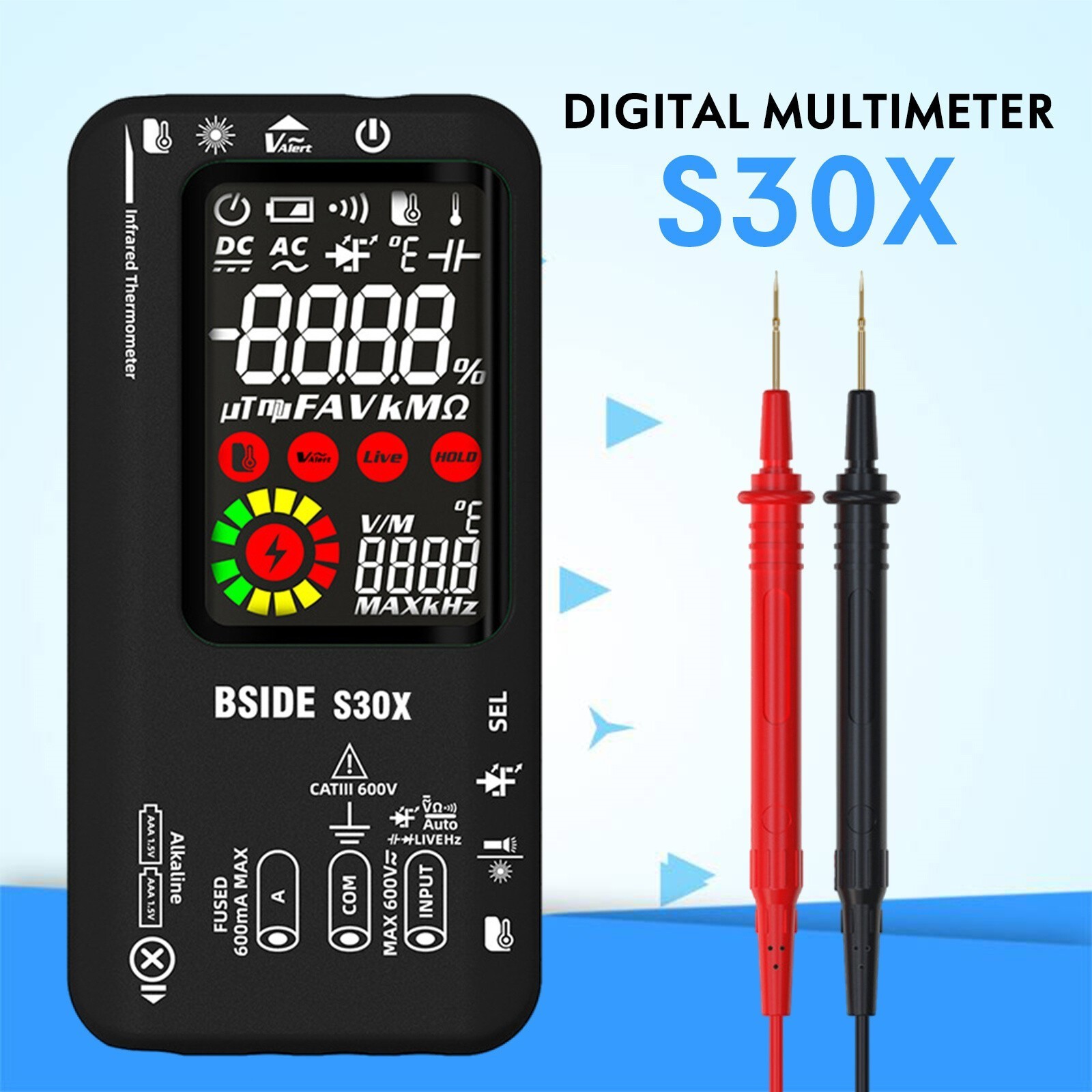 BSIDE S30X Digital Multimeter DC AC Volt Current Ohm Resistance Tester Handheld