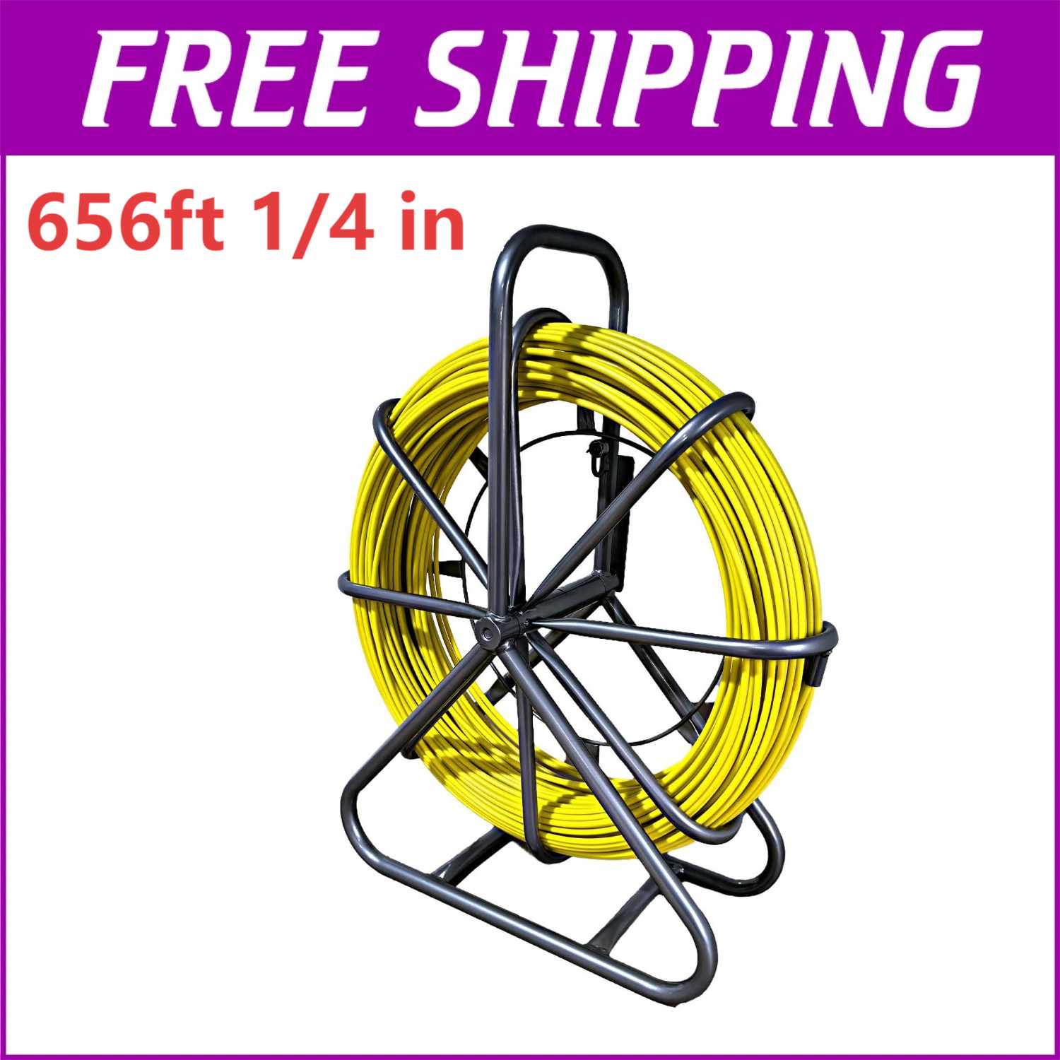 🚩Fiberglass Fish Tape Puller 656 ft 1/4 inch Wire Cable Running Duct Rodder ste