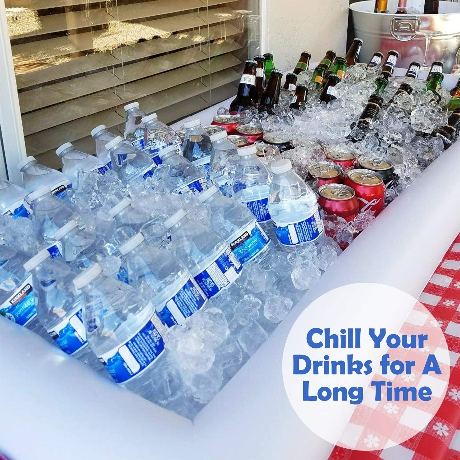 Novelty Place Inflatable Ice Serving Buffet Bar with Drain Plug - LARGE SIZE