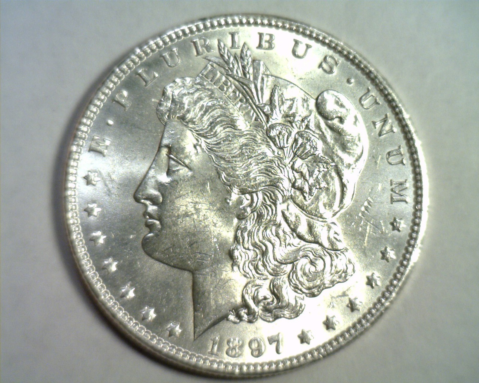 1897 MORGAN SILVER DOLLAR MISALIGNED DIE REVERSE NICE UNCIRCULATED NICE UNC.