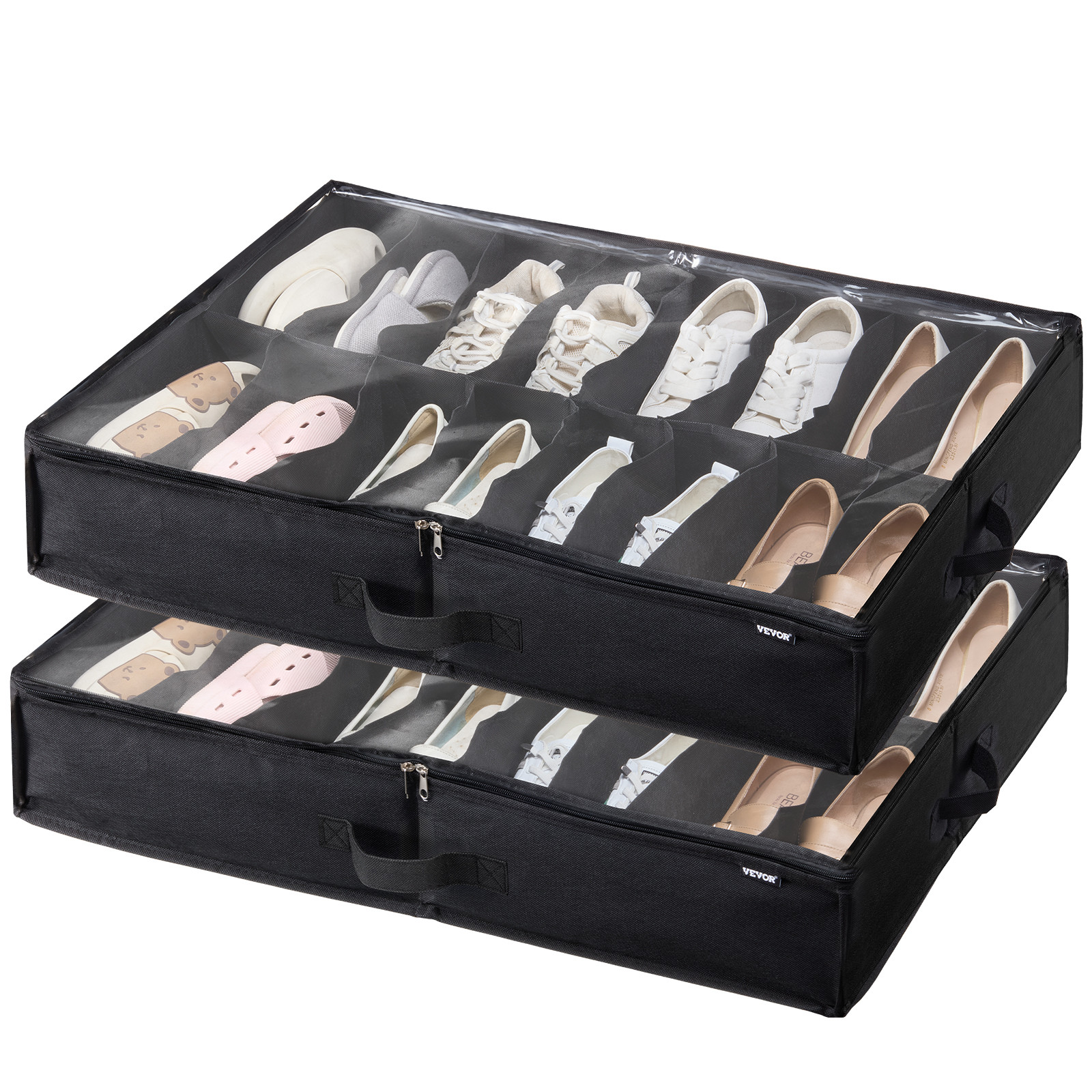 Uimoso Under Bed Shoe Storage Organizer Set of 2 Fits 32 Pairs Large Containers