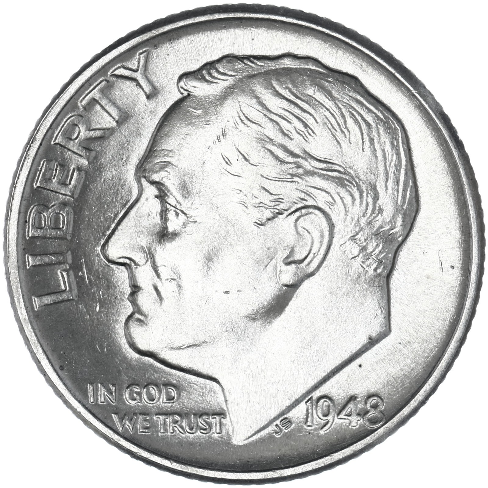 1948 D Roosevelt Dime 90% Silver Gem BU US Coin