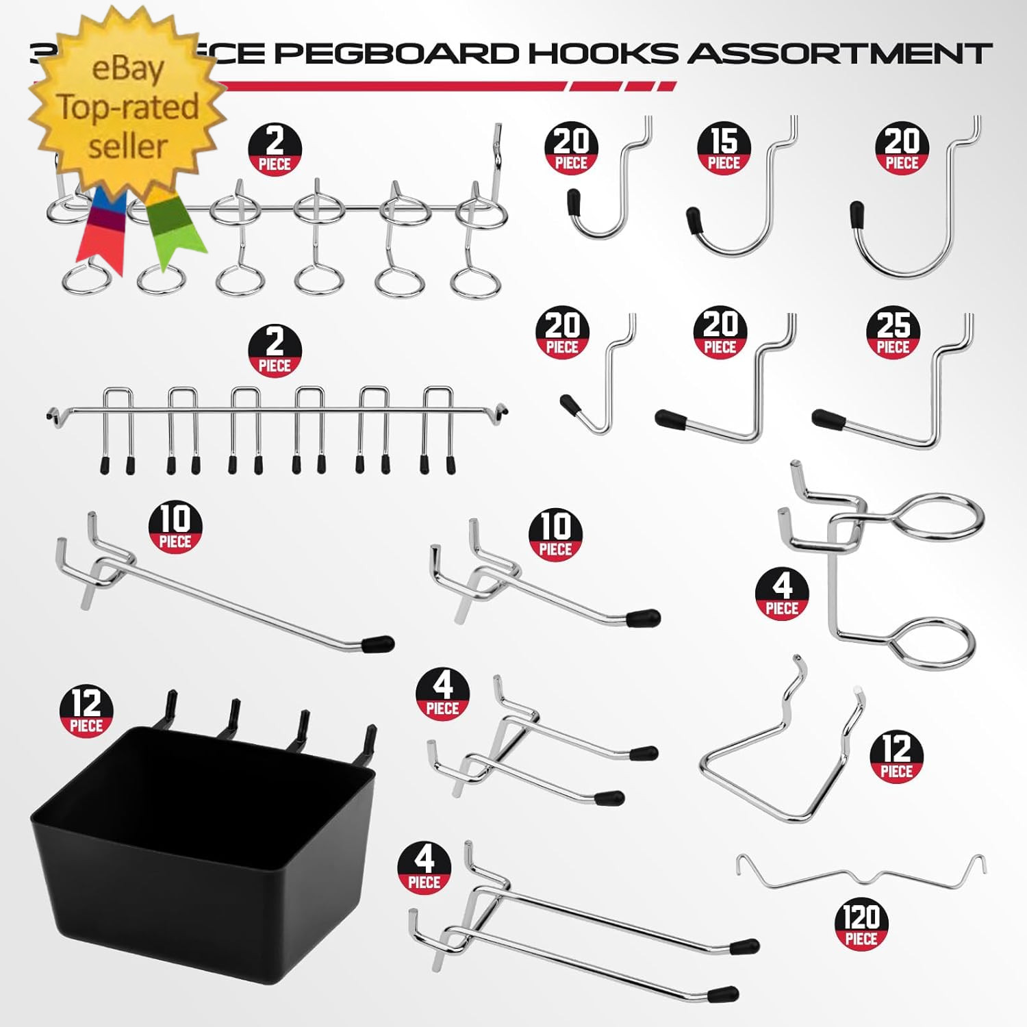 300-Piece Pegboard Hook Set, Pegboard Organizer Accessories for Hanging,Durable