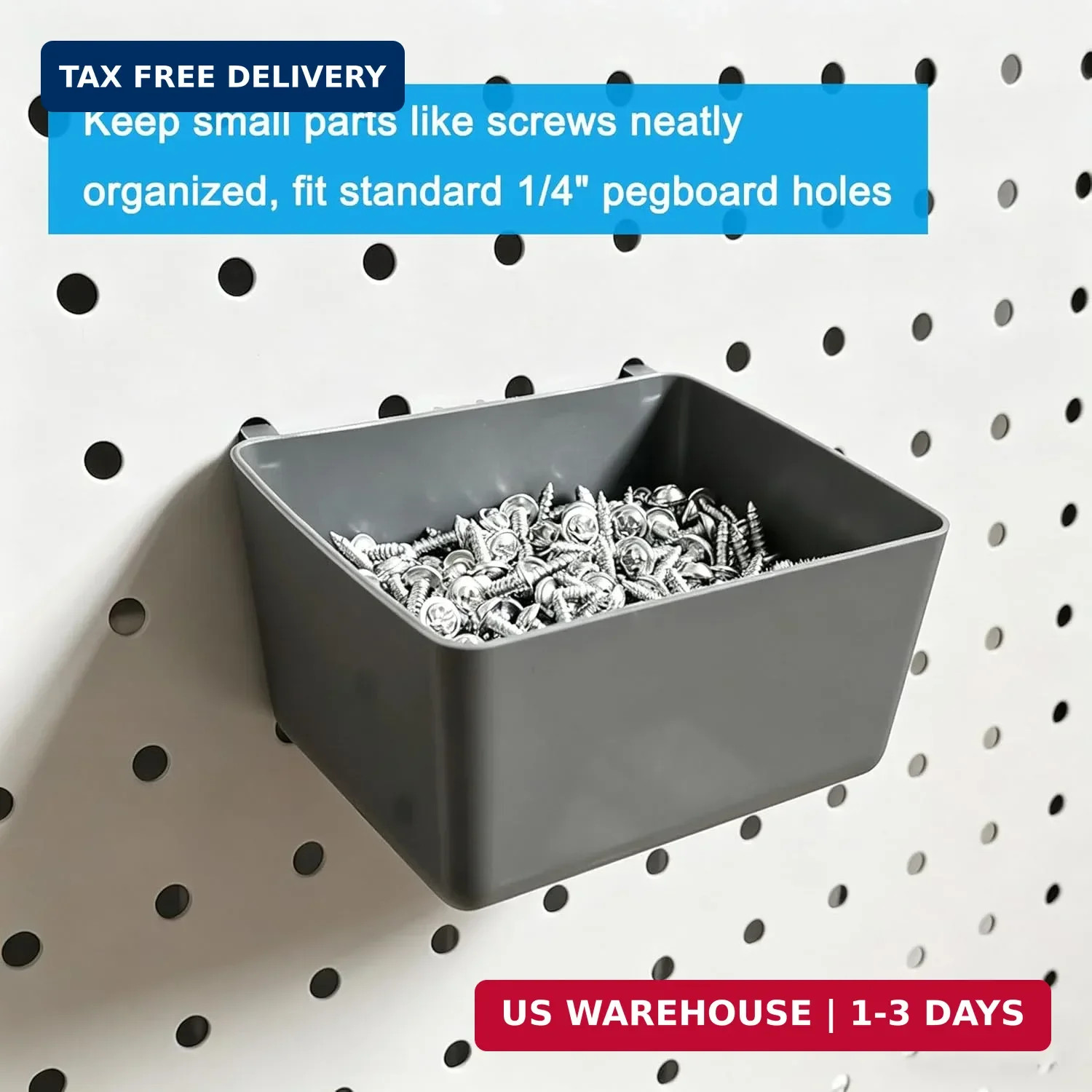 Pegboard Hooks Assortment with Pegboard Bins, Peg Locks, for Organizing