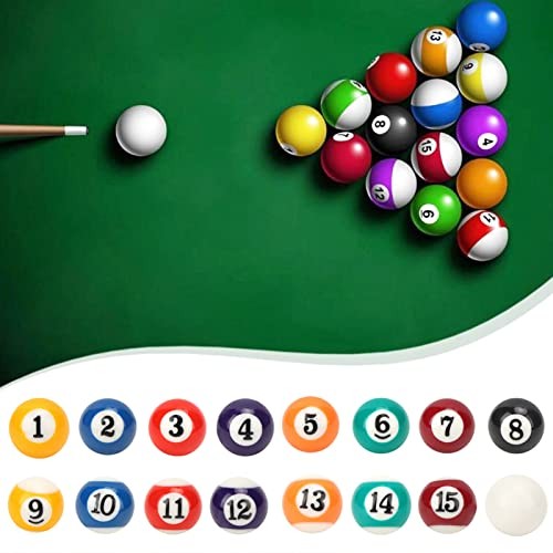 Mini Pool Balls 16Pcs, Smooth Mini Billiard Balls Set Polyester Resin,