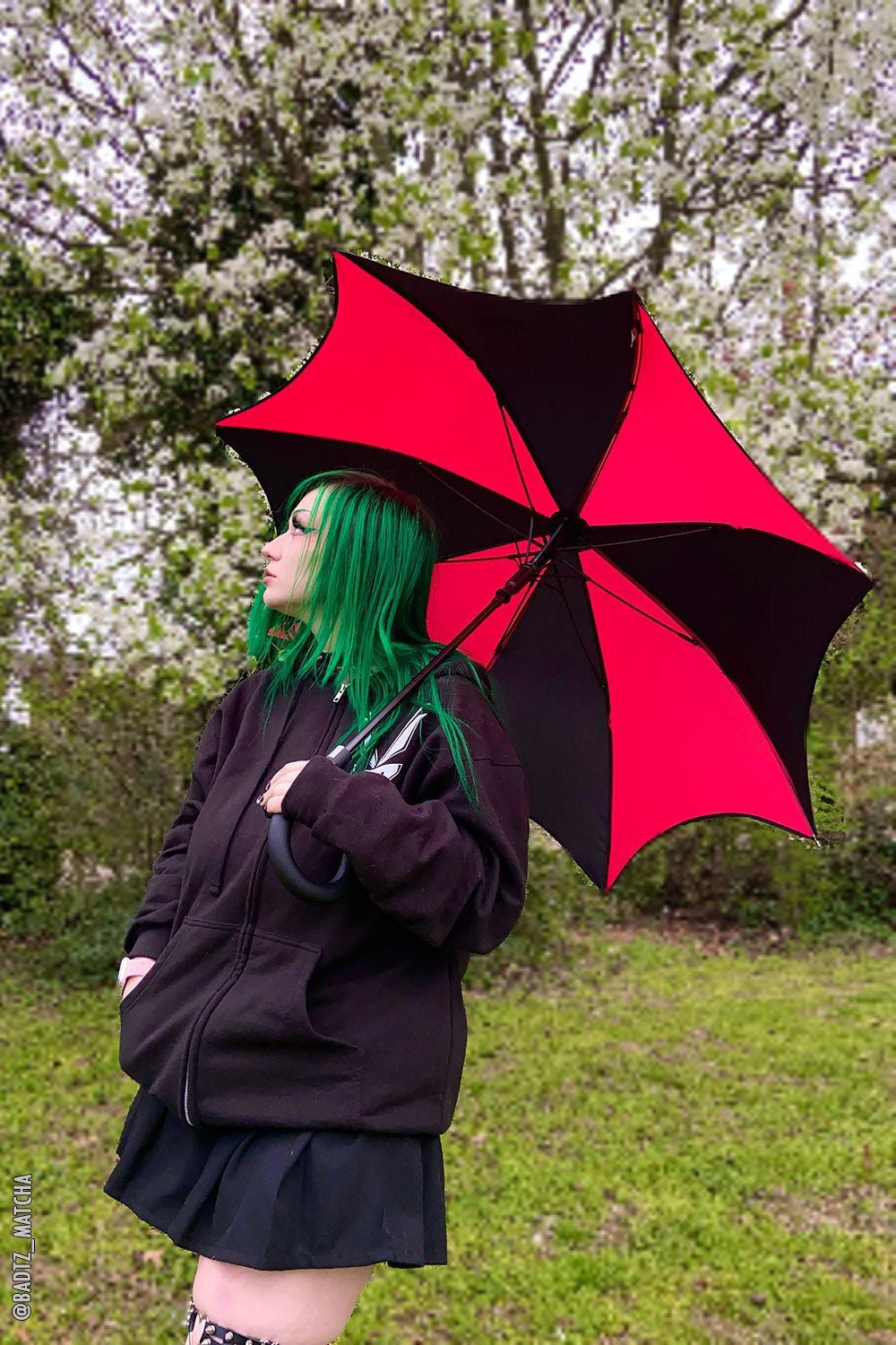 Funeral Procession Umbrella [BLACK/RED] Goth Emo Punk