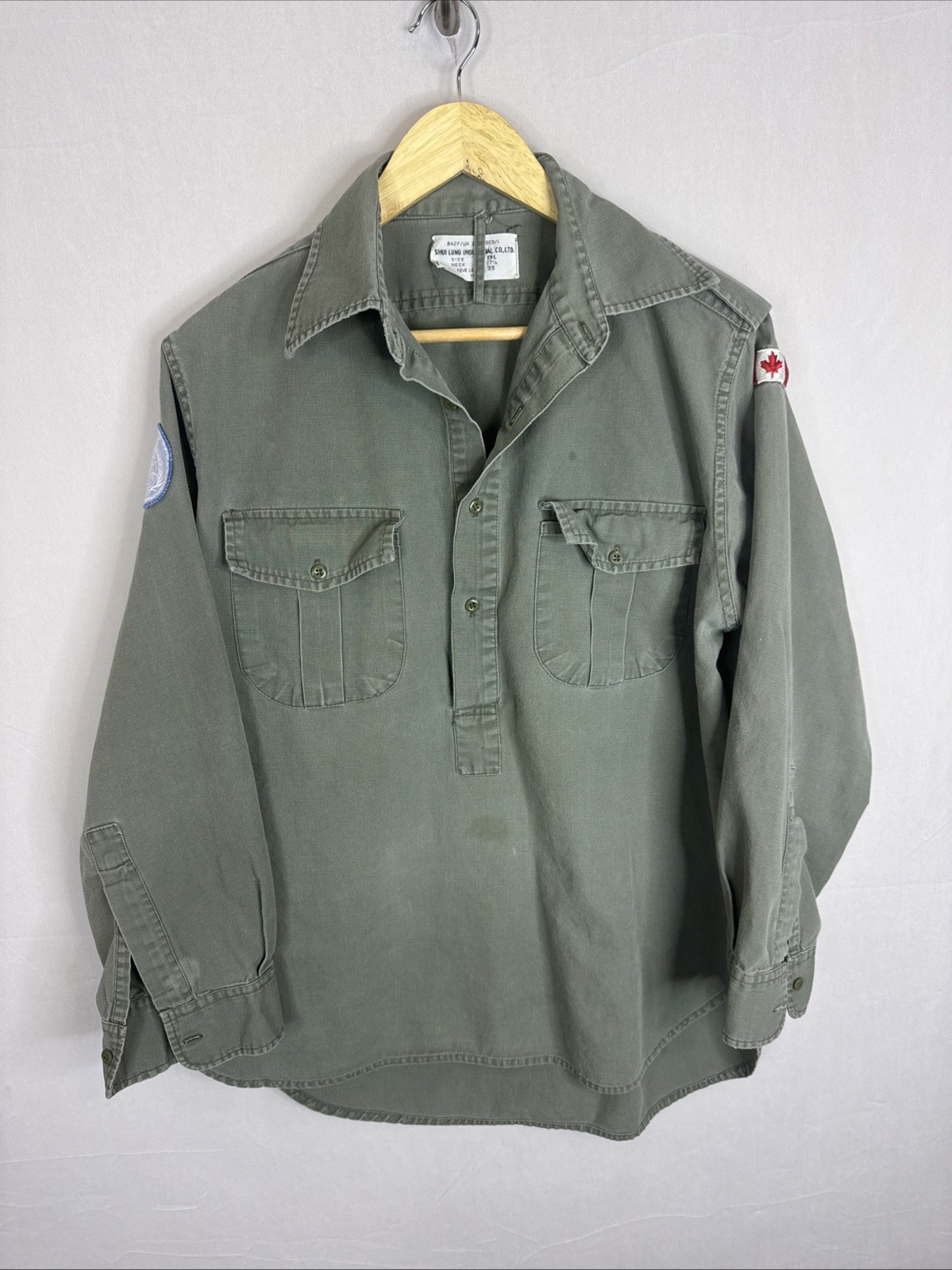 Vintage 1984 Canadian Forces UN Peacekeeper Field Shirt Men XL 17.5 35 Military