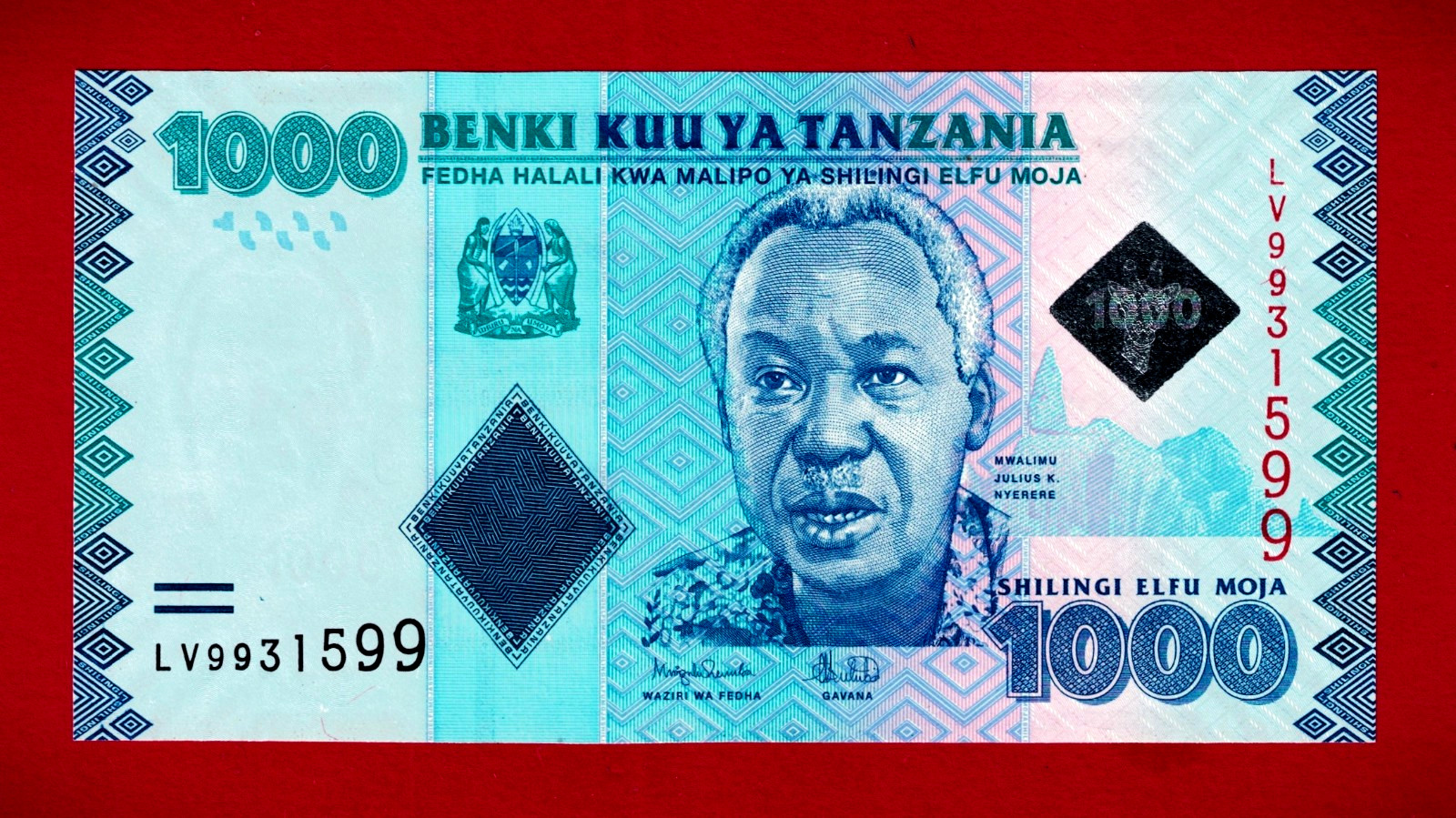 TANZANIA 1,000 1000 SHILINGI 2025 UNC NOTE - Prefix: "LV" - (Pick-41d) De La Rue