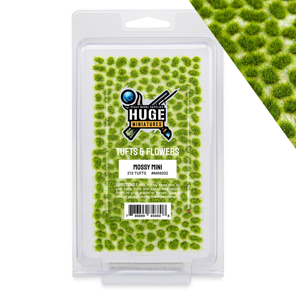 Huge Miniatures Mini Grass Tufts, Mossy Huge Minis – 200+ Self-Adhesive Tufts