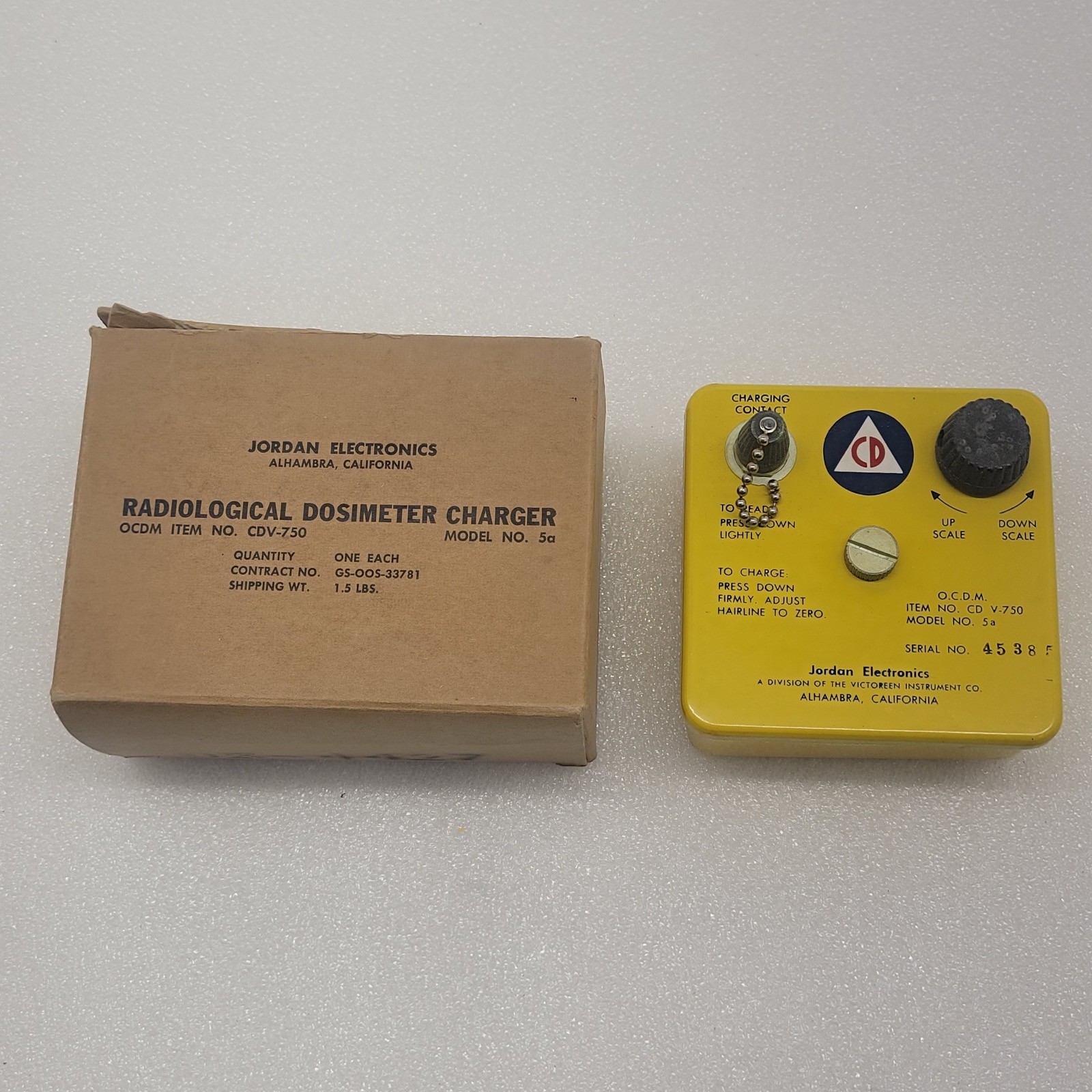 CD V-750 Jordan Electronics 5a Radiological Dosimeter Charger