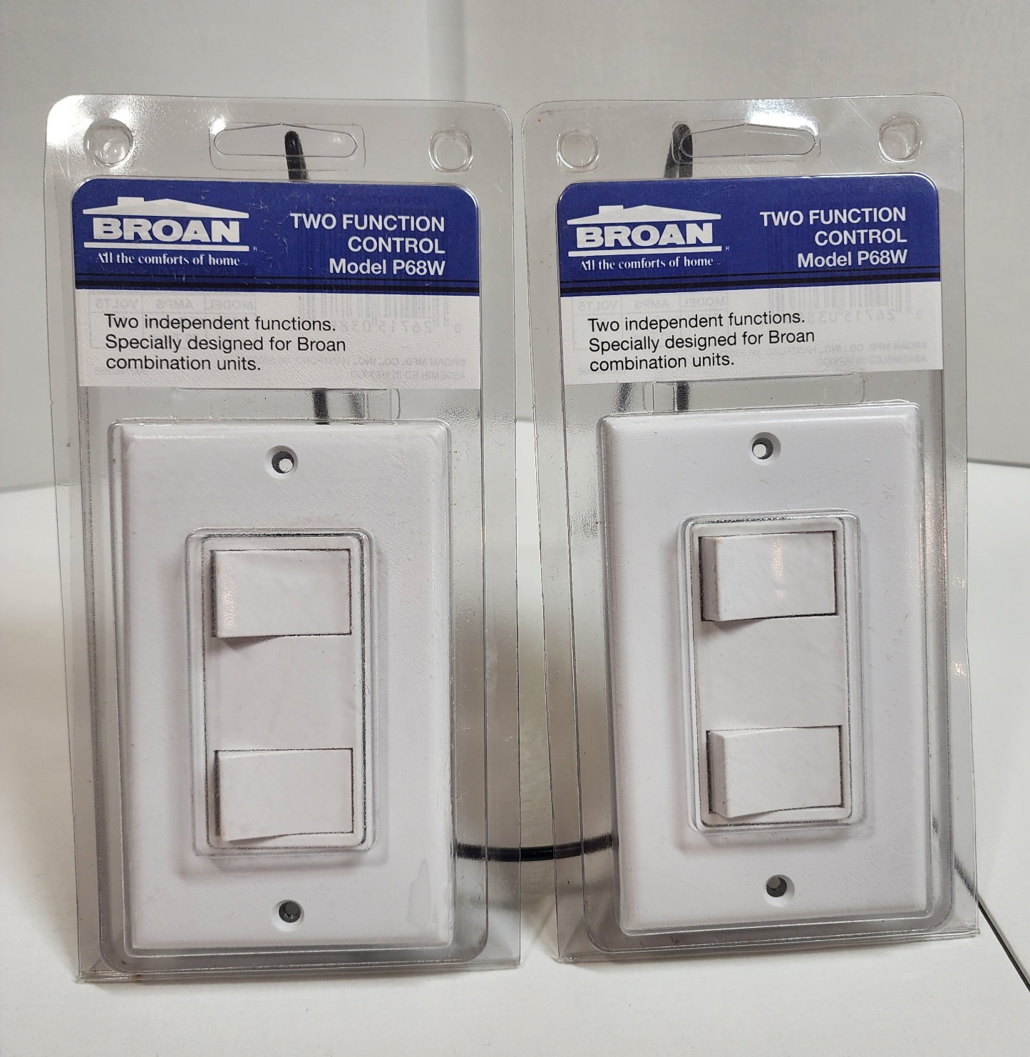 2 NEW - BROAN - Two Switches / 2 Function Control ~ Model P68W ~ White