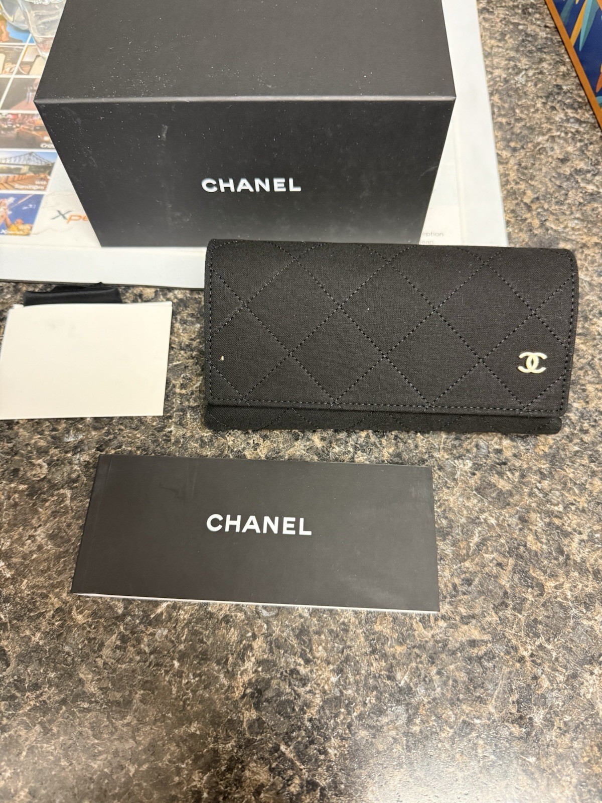Chanel Black Quilted Leather Sunglasses Large Case & Book & Box Authentic