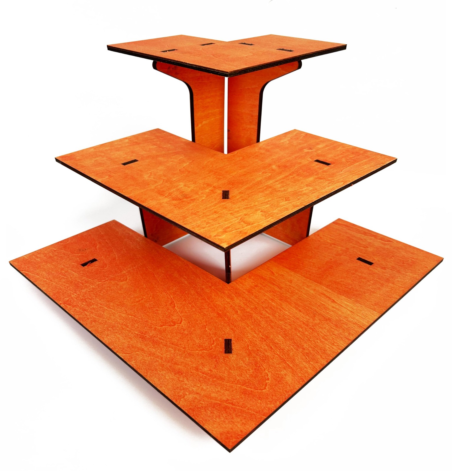 3-Tier Corner Retail Table Display Stand with Shelves | 3 Step Orange