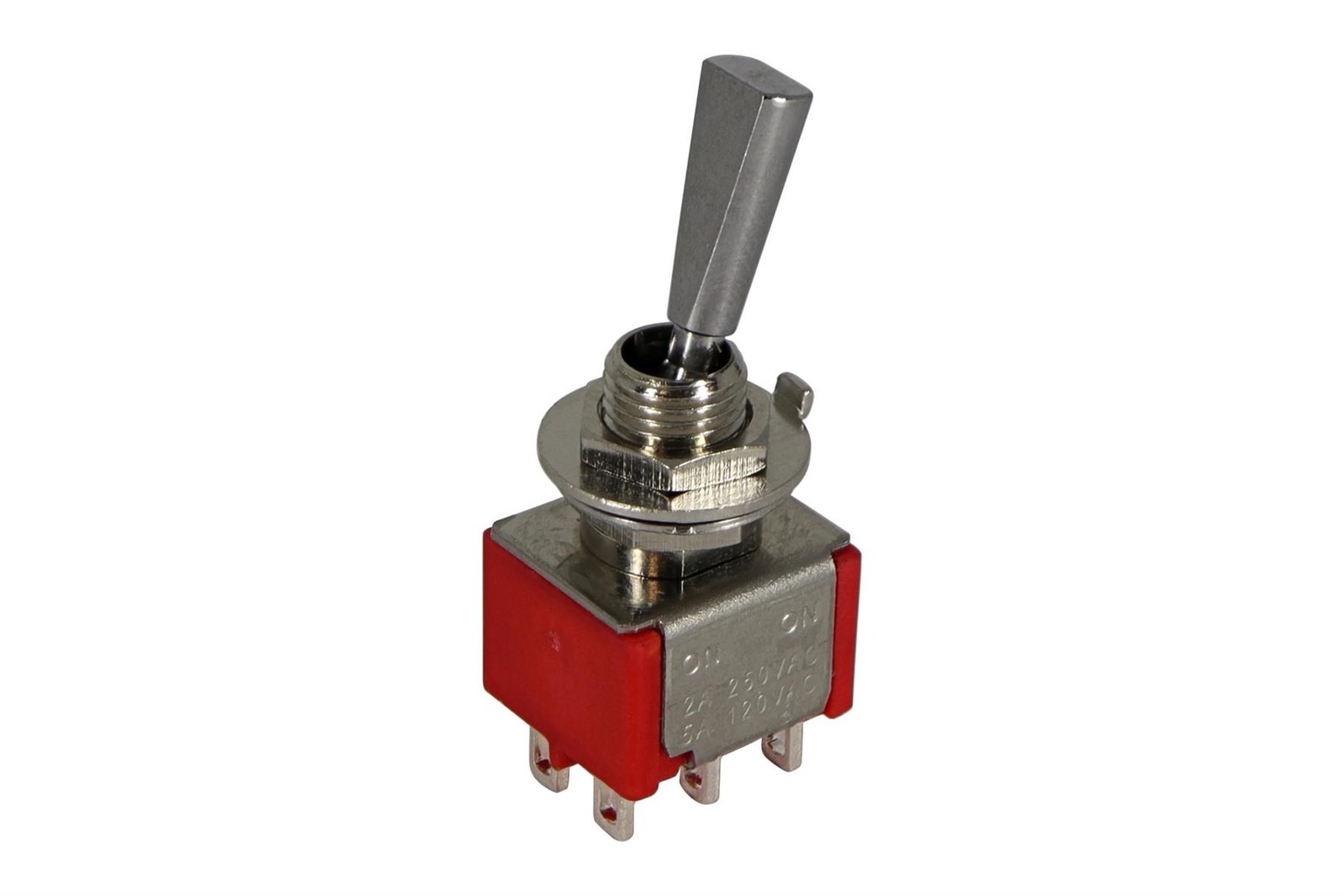 Mini Flat Paddle Toggle Switch 2-way On-On Chrome