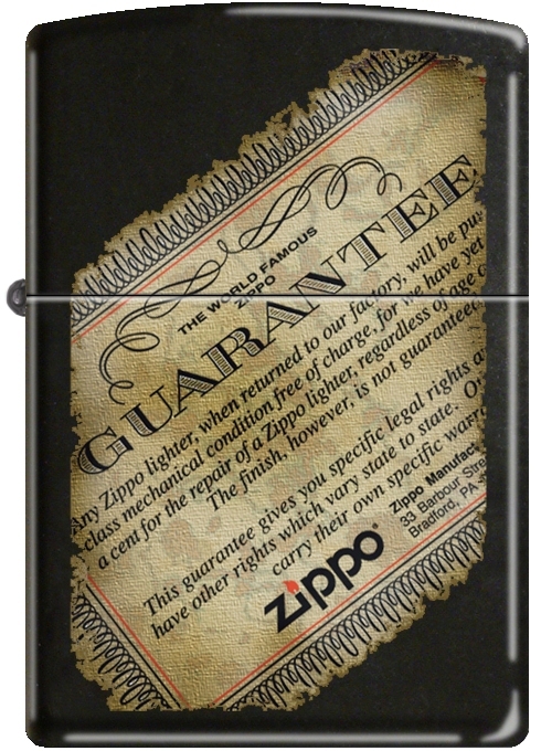 Zippo Original Guarantee on Black Matte Windproof Lighter RARE