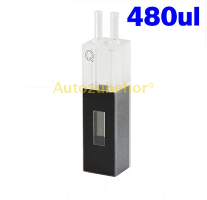 1pc 480ul quartz flow cuvette with glass tube 4 * 12mm 200nm-2500nm 1.5mm