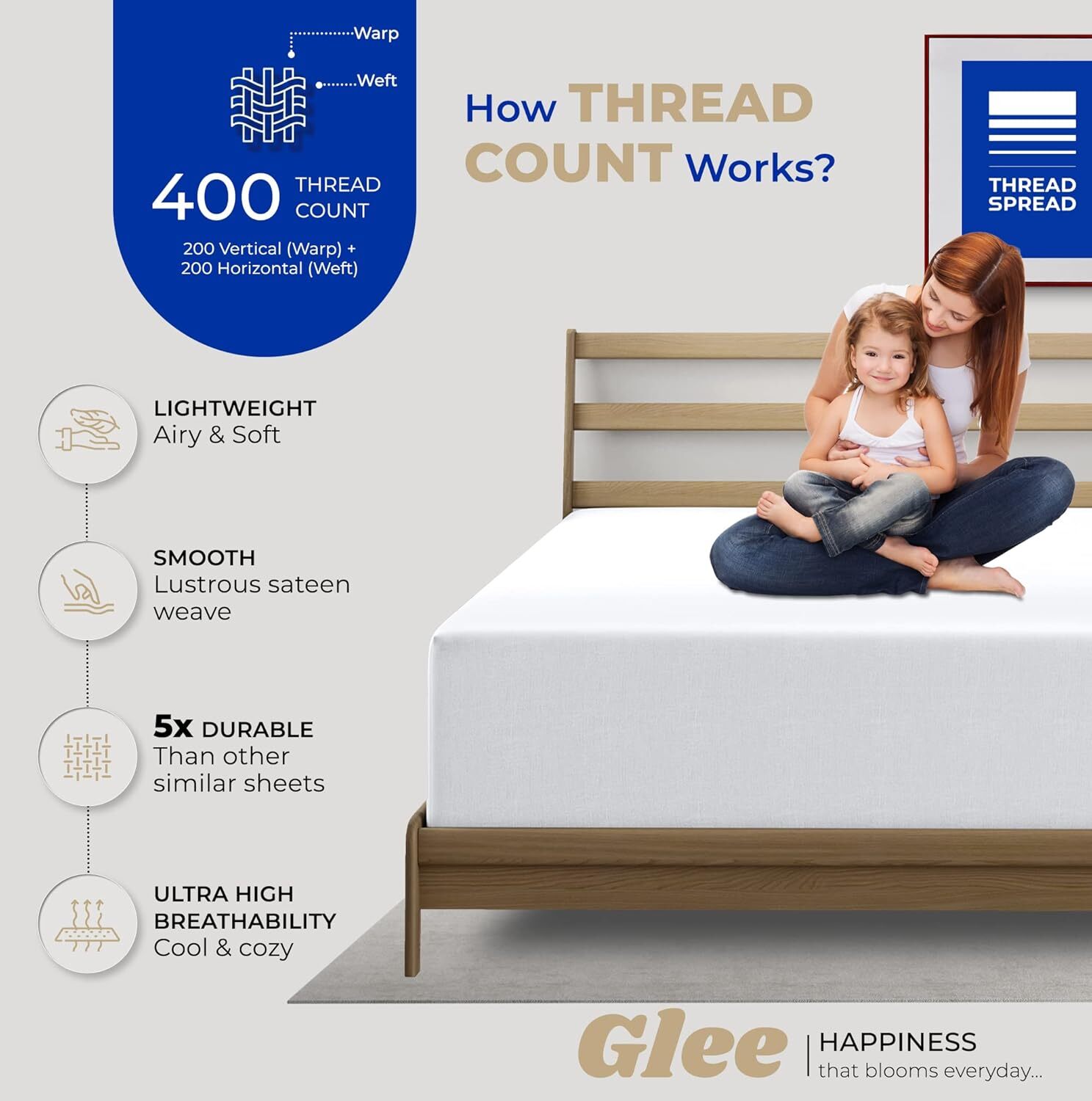 Queen Size Fitted Sheet Only - 100% Cotton 400 Thread Count Deep Pocket White...
