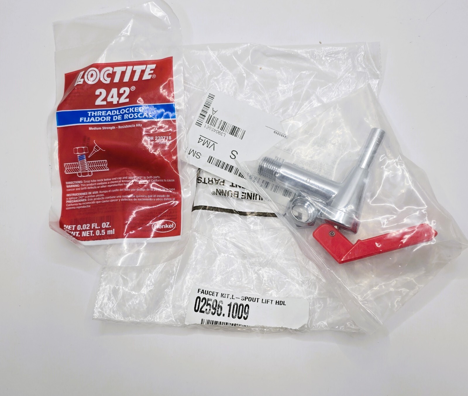 Genuine Bunn OEM Part 02596.1009 – Complete Hot Water Faucet Kit - Chrome & Red