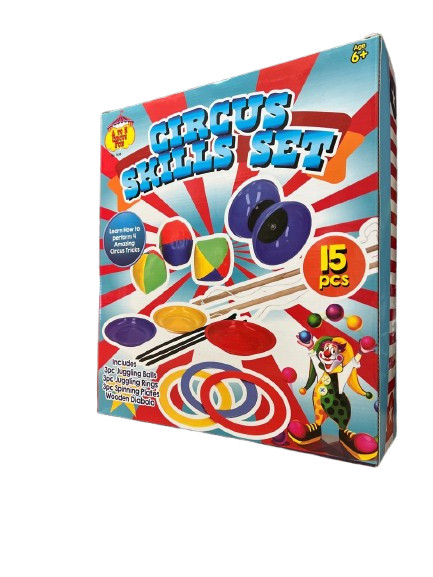 Circus Skill Set Juggling Balls Rings Plates Tricks Fun Kids Learn Gift A to Z