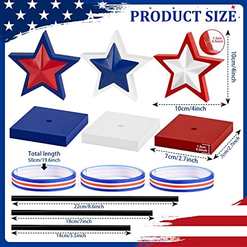 3 Pieces 4th of July Tiered Tray Decor Wood Star Set, Memorial Day Classic