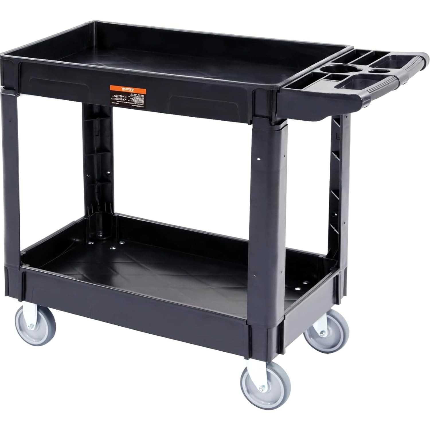 Utility Service Cart, 2 Shelf 550LBS Heavy Duty Plastic Rolling Utility Cart,...