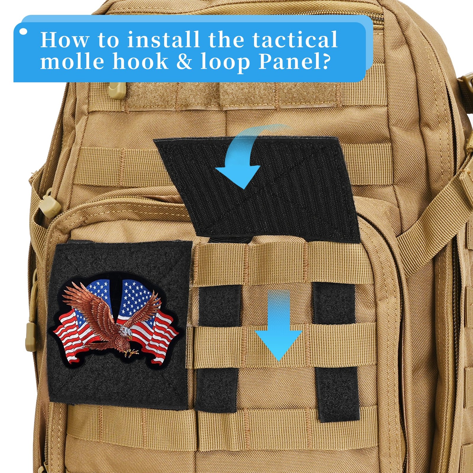 Molle Patch Panel,Hook&Loop Adapter Panel for Patch Badges,Tactical Molle Hook a