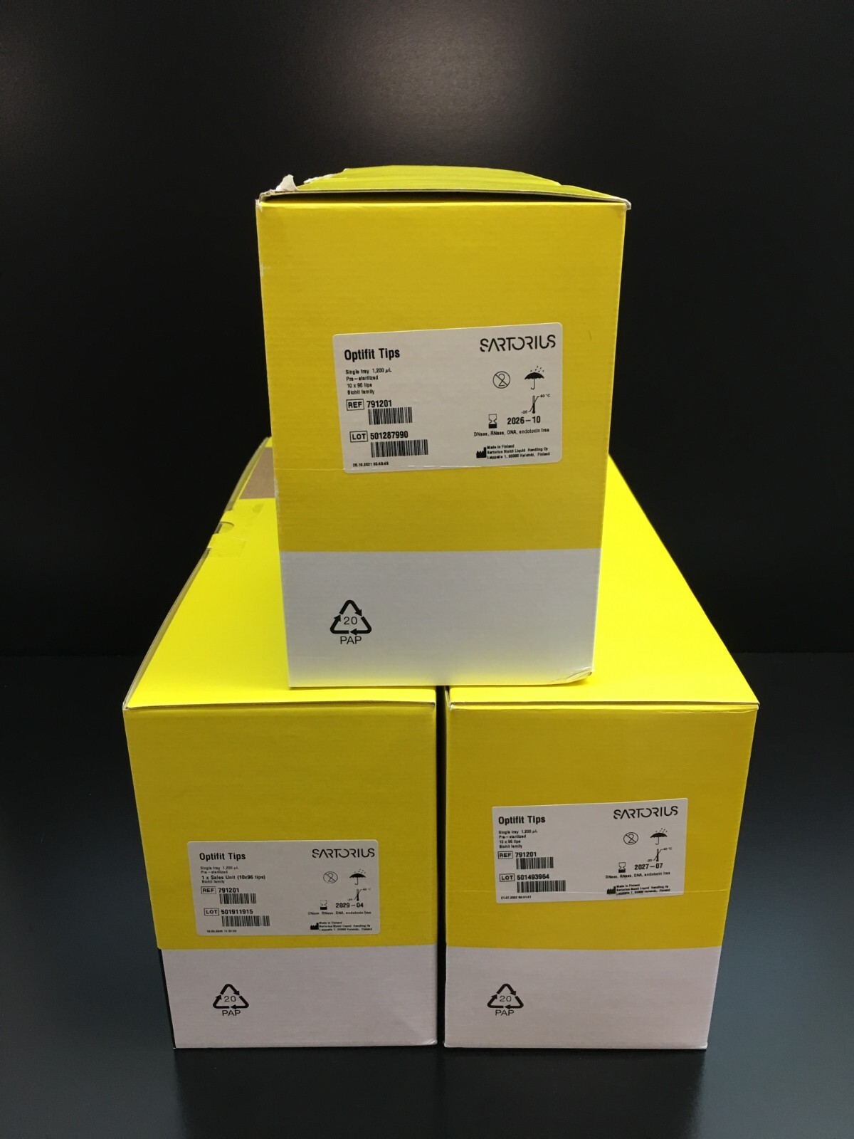 Sartorius REF 791201 Optifit Tips Single Tray 1200μL Pipette Tips Lot 3 Packs