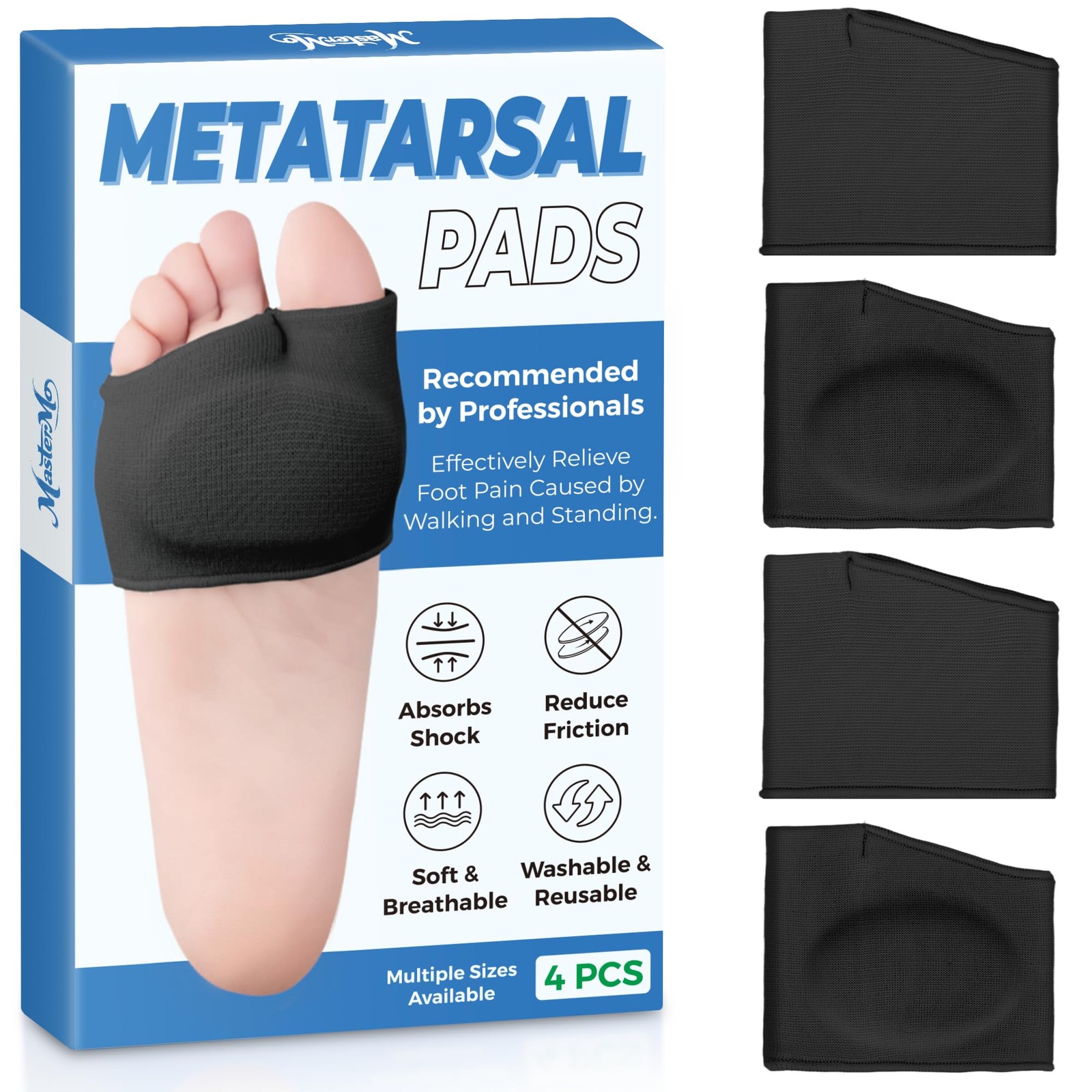 MasterMo Metatarsal Pads for Men and Women  Ball of Foot Pain Relief Cushions...