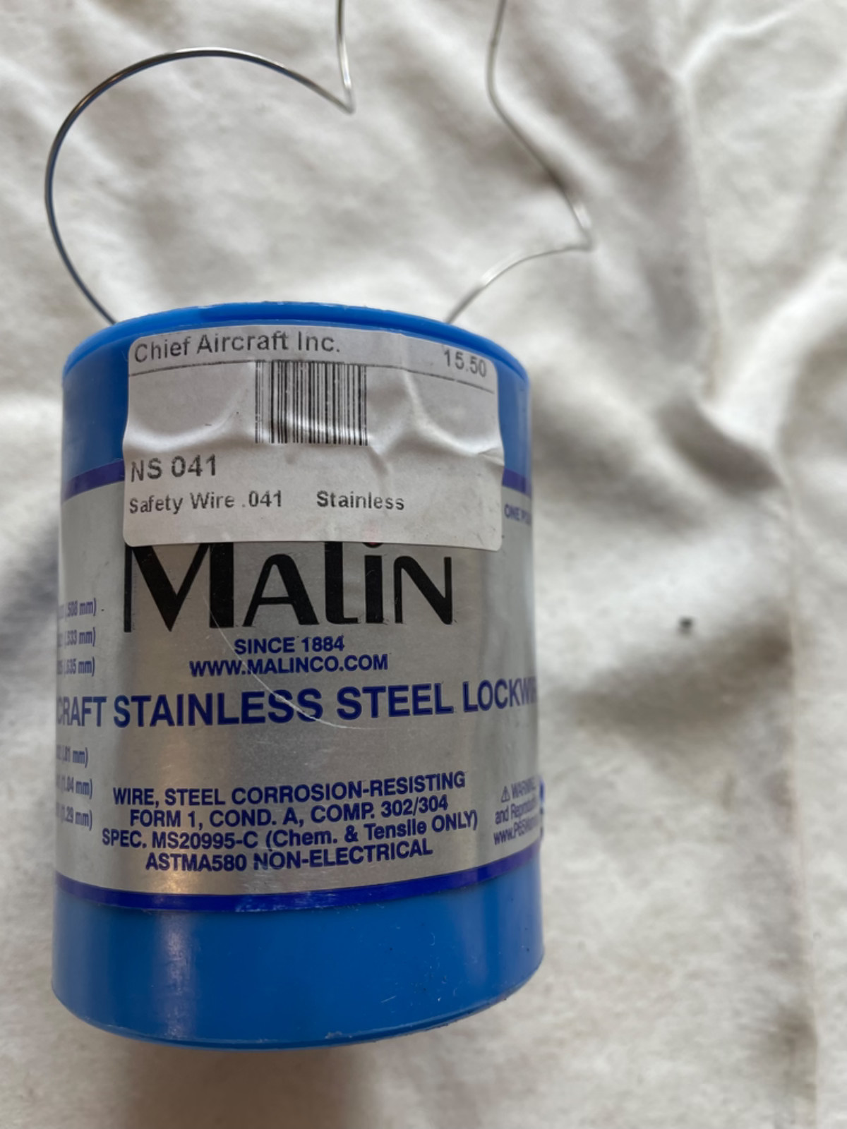 Malin Stainless Steel Aircraft Safety Lock Wire MS20995C32 1 LB. Roll .032” New