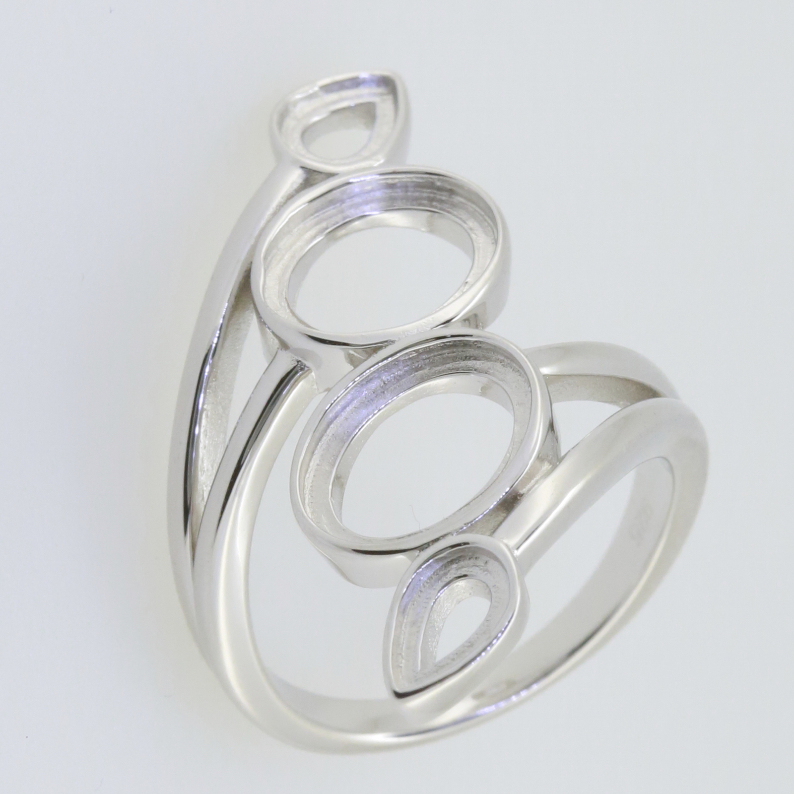 Sterling Silver Semi Mount Ring Setting Cabochon Oval OV 10x8 PE 6x4mm