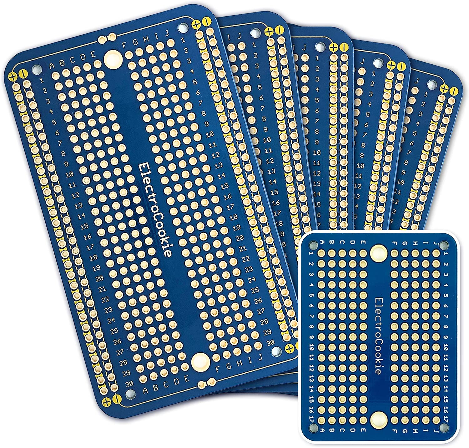 Electrocookie Solderable Breadboard PCB Board for Electronics Projects Compatibl