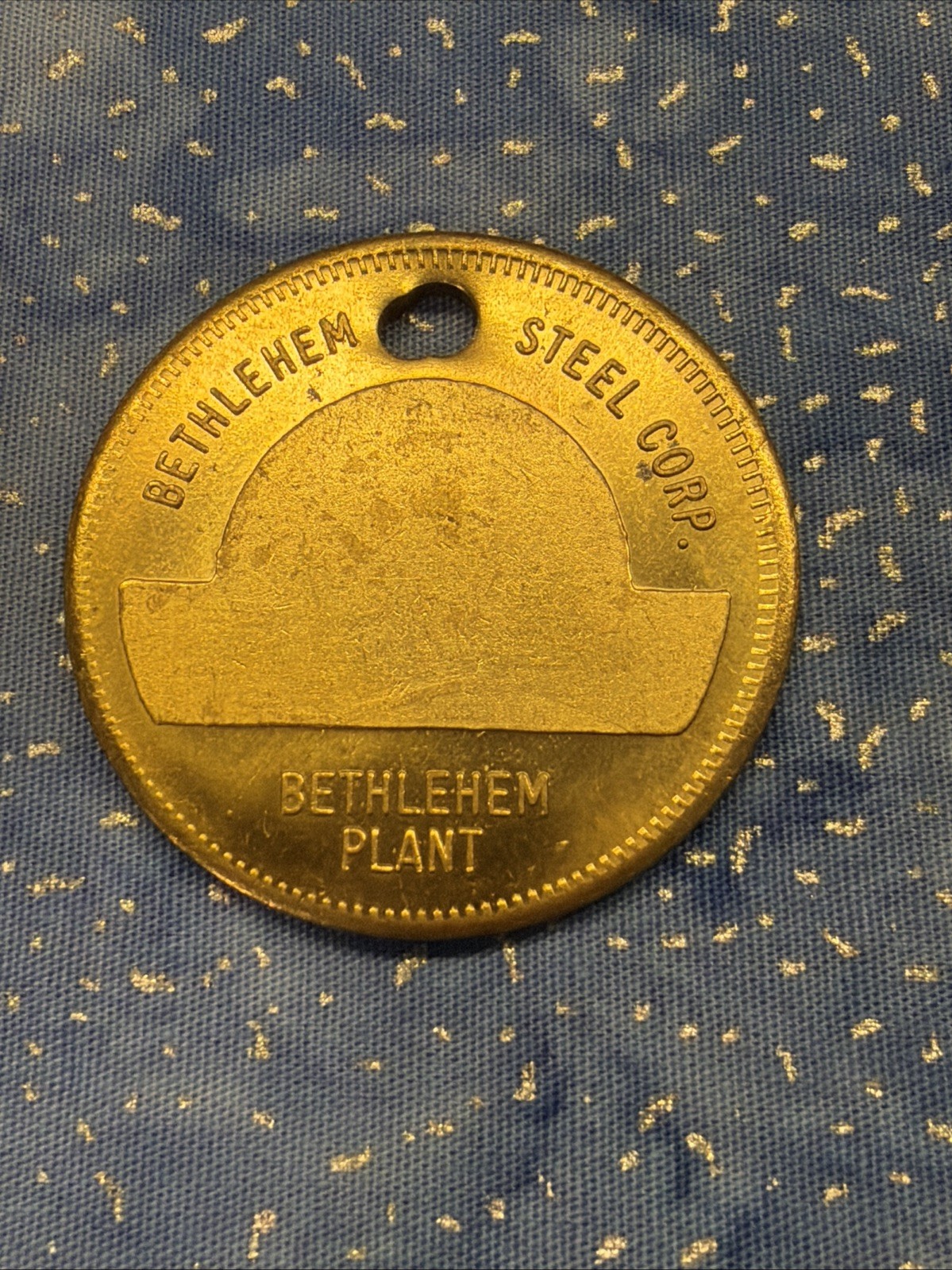 Bethlehem Steel Brass Tag Fob Token Employee Chit Check  Blank No Number Rare