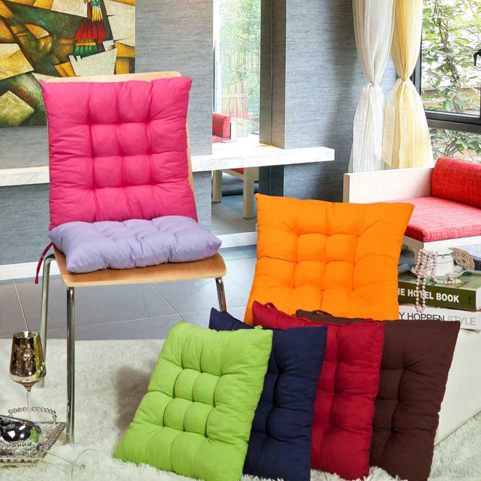 Office Cotton Blends Chair Seat Cushion for Back Tired Sciatica Relax Fuchsia