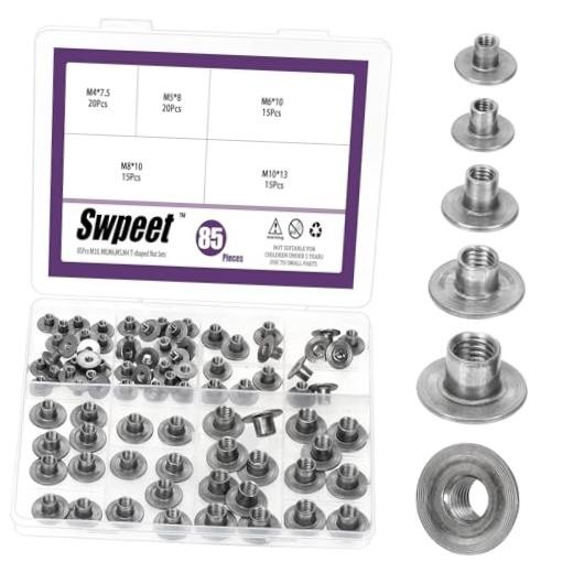 85Pcs 5 Sizes M4×7.5 M5×7 M6×10 M8×10 M10×13 Carbon Steel Tee Assortment Kit
